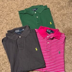 Polo by Ralph Lauren men Polo Shirt Trio - Green, Pink, and Gray size M lot of 3